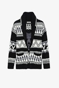 Erra Skull Cardigan - Men’s black wool cardigan with motifs and skull on the back