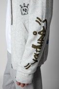 Cardigan Clash Cachemire - Cardigan à capuche en cachemire gris orné de motifs Jormi Homme