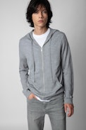 Skull Clash Cardigan - Men’s hooded wool cardigan with skull on back