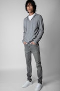 Skull Clash Cardigan - Men’s hooded wool cardigan with skull on back