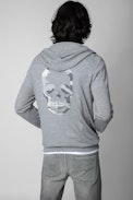 Skull Clash Cardigan - Men’s hooded wool cardigan with skull on back