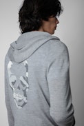 Skull Clash Cardigan - Men’s hooded wool cardigan with skull on back