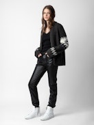 Christophe Cardigan - Anthracite knit long-sleeved cardigan with customized details by Humberto Cruz.