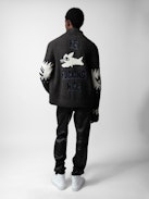 Christophe Cardigan - Anthracite knit long-sleeved cardigan with customized details by Humberto Cruz.