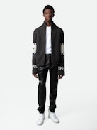 Christophe Cardigan - Anthracite knit long-sleeved cardigan with customized details by Humberto Cruz.