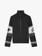 Christophe Cardigan - Anthracite knit long-sleeved cardigan with customized details by Humberto Cruz.