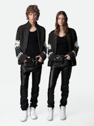 Christophe Cardigan - Anthracite knit long-sleeved cardigan with customized details by Humberto Cruz.
