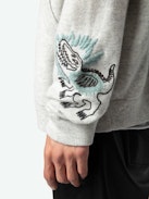 Cardigan Clash - Cardigan con cerniera in maglia grigio chiaro screziato con cappuccio, maniche lunghe e tag.
