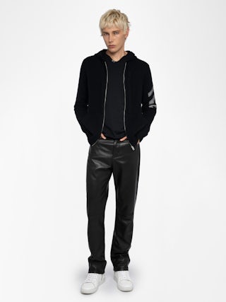 Clash Jumper 100% Cashmere - Hooded zip-up jumper with arrow on the arm.
