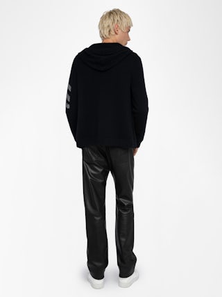 Clash Jumper 100% Cashmere - Hooded zip-up jumper with arrow on the arm.