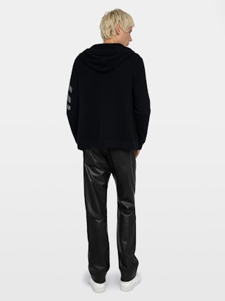 Clash Jumper 100% Cashmere - Hooded zip-up jumper with arrow on the arm.