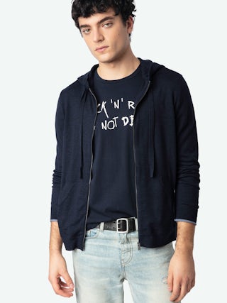 Clash Cardigan 100% Merino Wool - Zipped hooded cardigan.