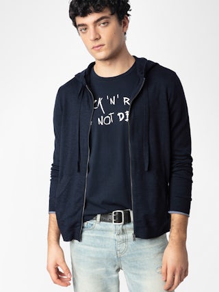 Cardigan Clash 100% Lana Merino - Cardigan con cappuccio e zip.