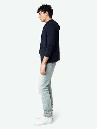 Clash Cardigan 100% Merino Wool - Zipped hooded cardigan.