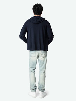 Clash Cardigan 100% Merino Wool - Zipped hooded cardigan.