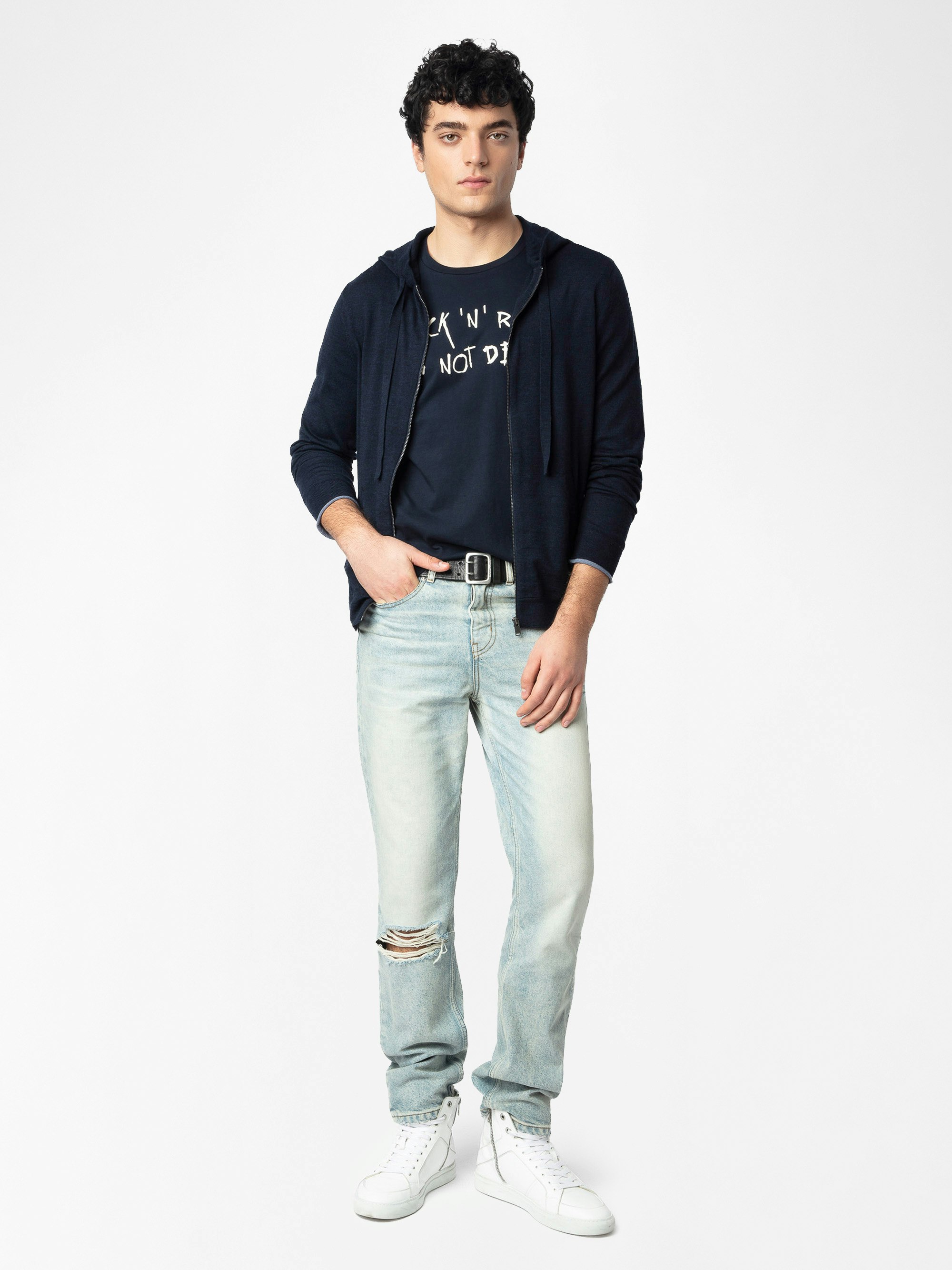 Clash Cardigan 100% Merino Wool - Zipped hooded cardigan.