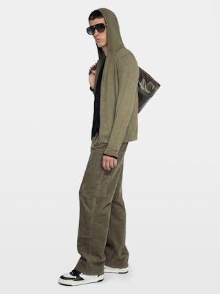 Clash Wool Cardigan - Hooded cardigan with zip closure.