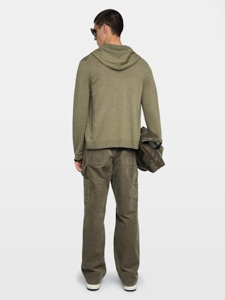 Clash Wool Cardigan - Hooded cardigan with zip closure.