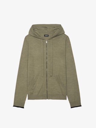 Clash Wool Cardigan - Hooded cardigan with zip closure.