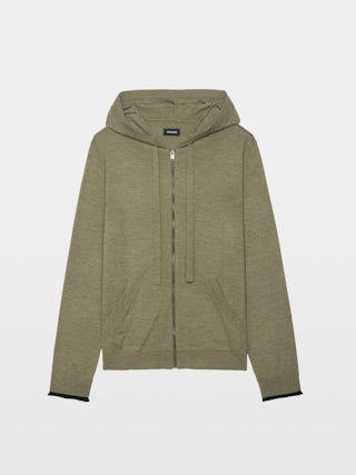 Clash Wool Cardigan - Hooded cardigan with zip closure.