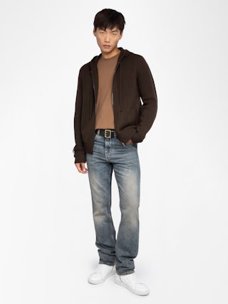 Cardigan Oliver - Hooded sweater with customization on the back.