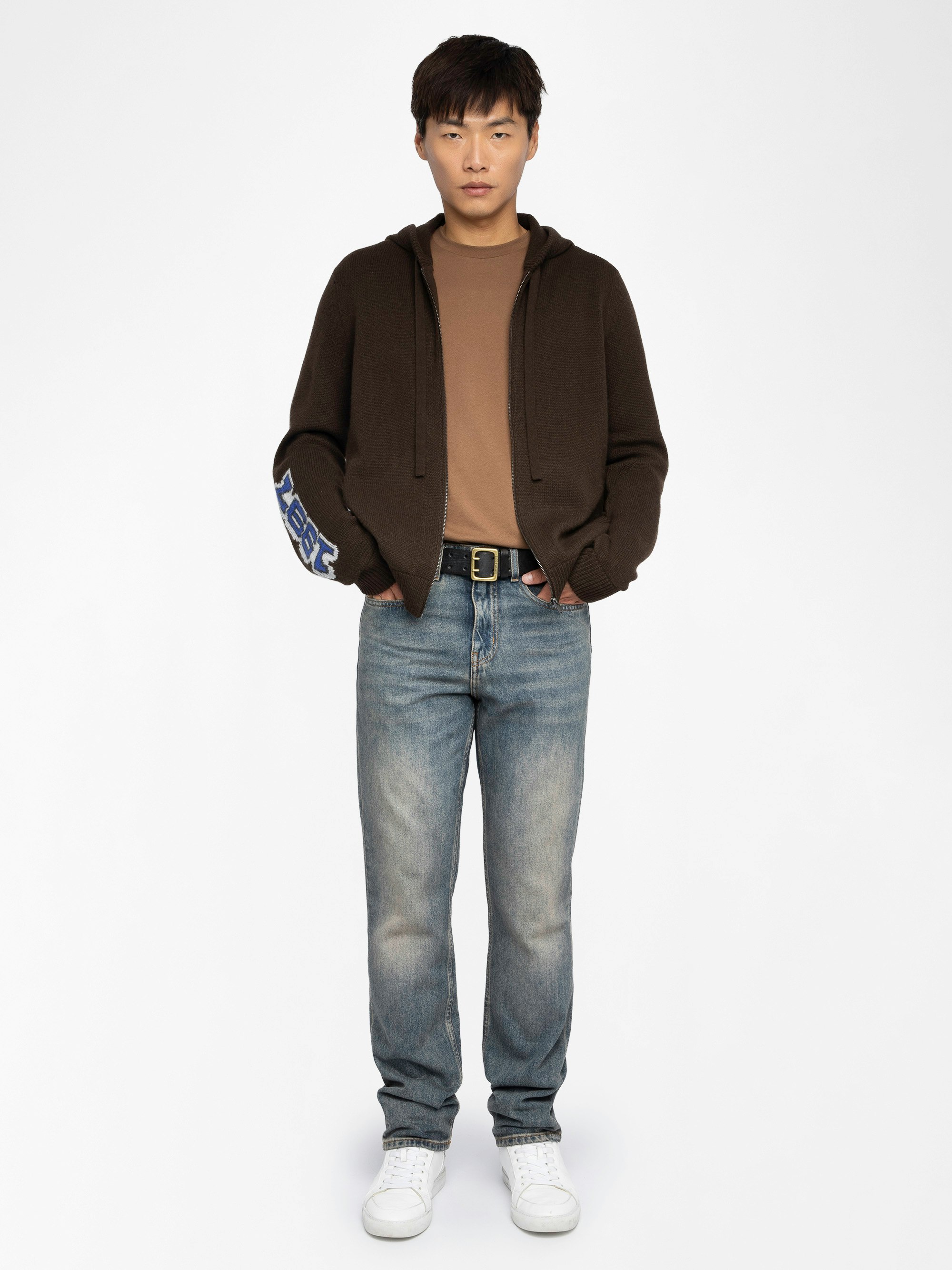 Cardigan Oliver - Hooded sweater with customization on the back.
