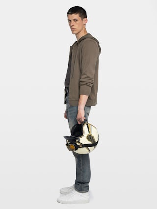 Clash Cardigan - Hooded cardigan with zip closure featuring front patch and western back detail.