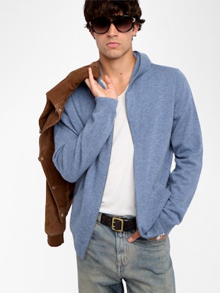 Clash Cardigan - Zip-up hooded cardigan with Rock&Roll embroidery.