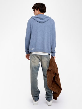 Clash Cardigan - Zip-up hooded cardigan with Rock&Roll embroidery.