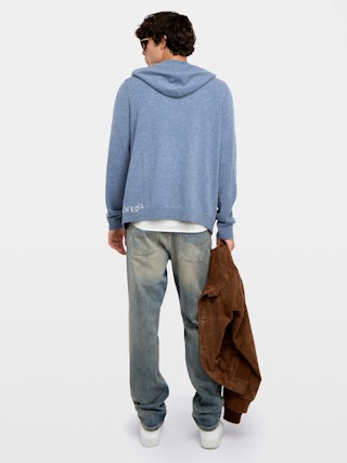 Cardigan Clash - Cardigan zippé à capuche avec broderie Rock&Roll.