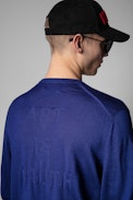 Vasko Jumper - Men's royal blue merino jumper with embroidered back