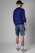 Vasko Jumper - Men's royal blue merino jumper with embroidered back