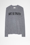 Pullover Kennedy Art is Truth - Herren-Pulli aus grauem Kaschmir mit Used-Effekt Art is Truth