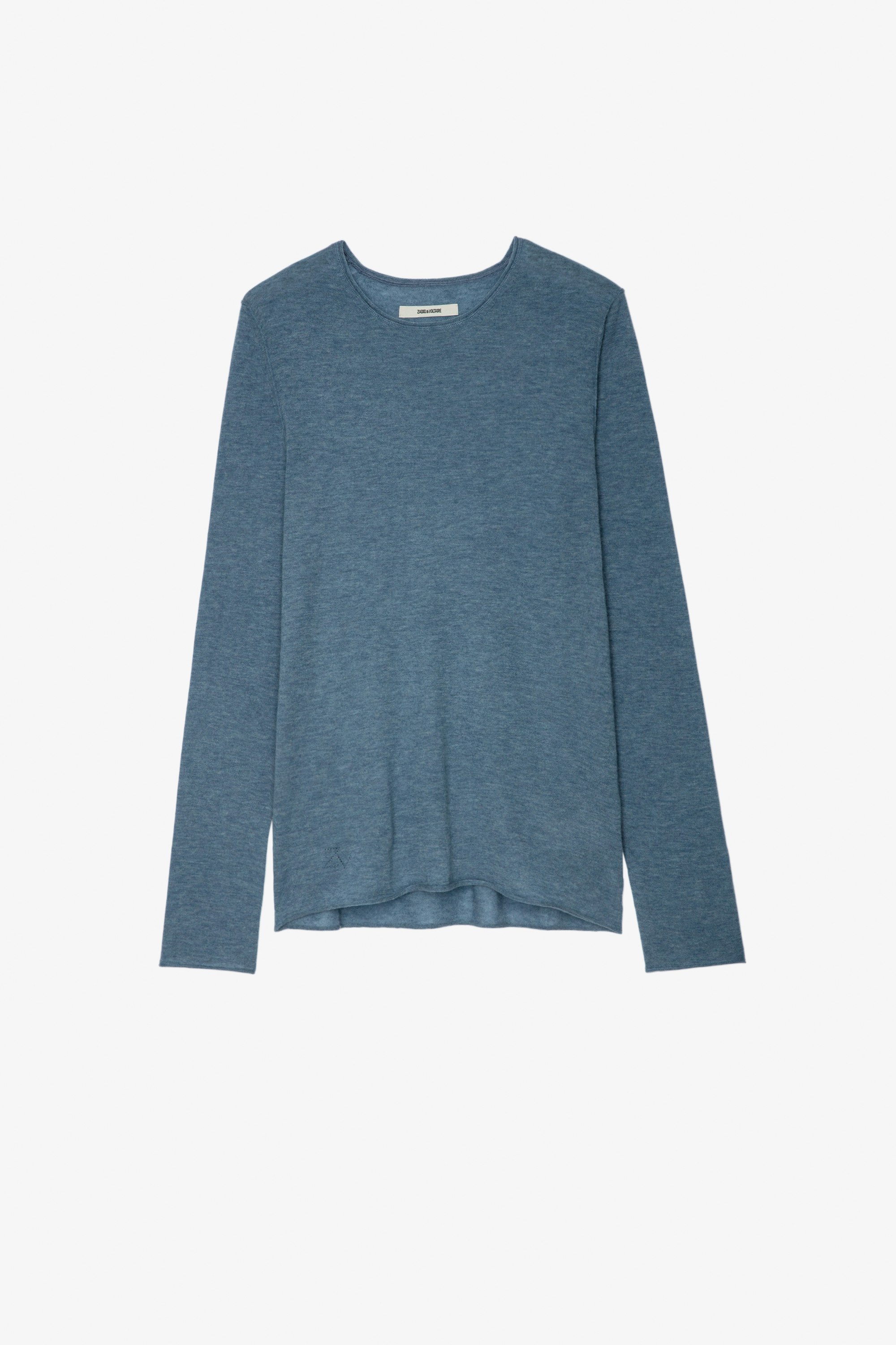 Teiss Cashmere Pullover Men's blue cashmere sweater with round neck and long sleeves