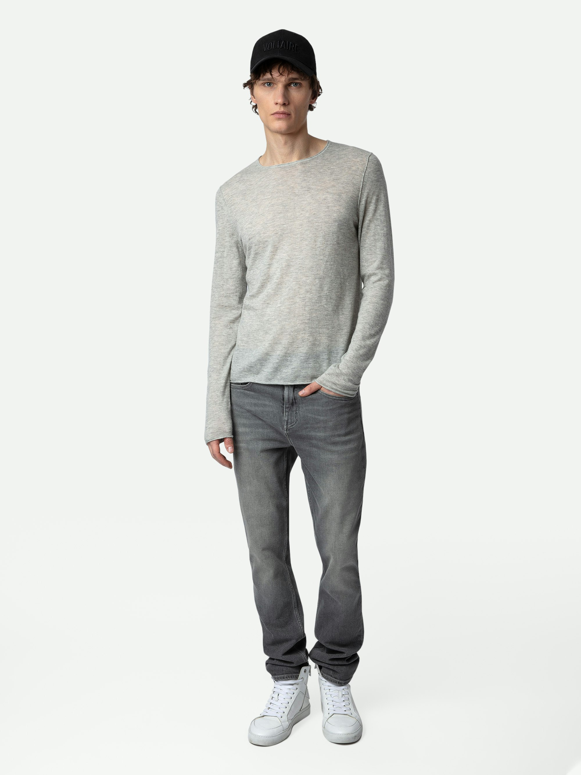 Teiss Cashmere Sweater - Men's grey light cashmere sweater.