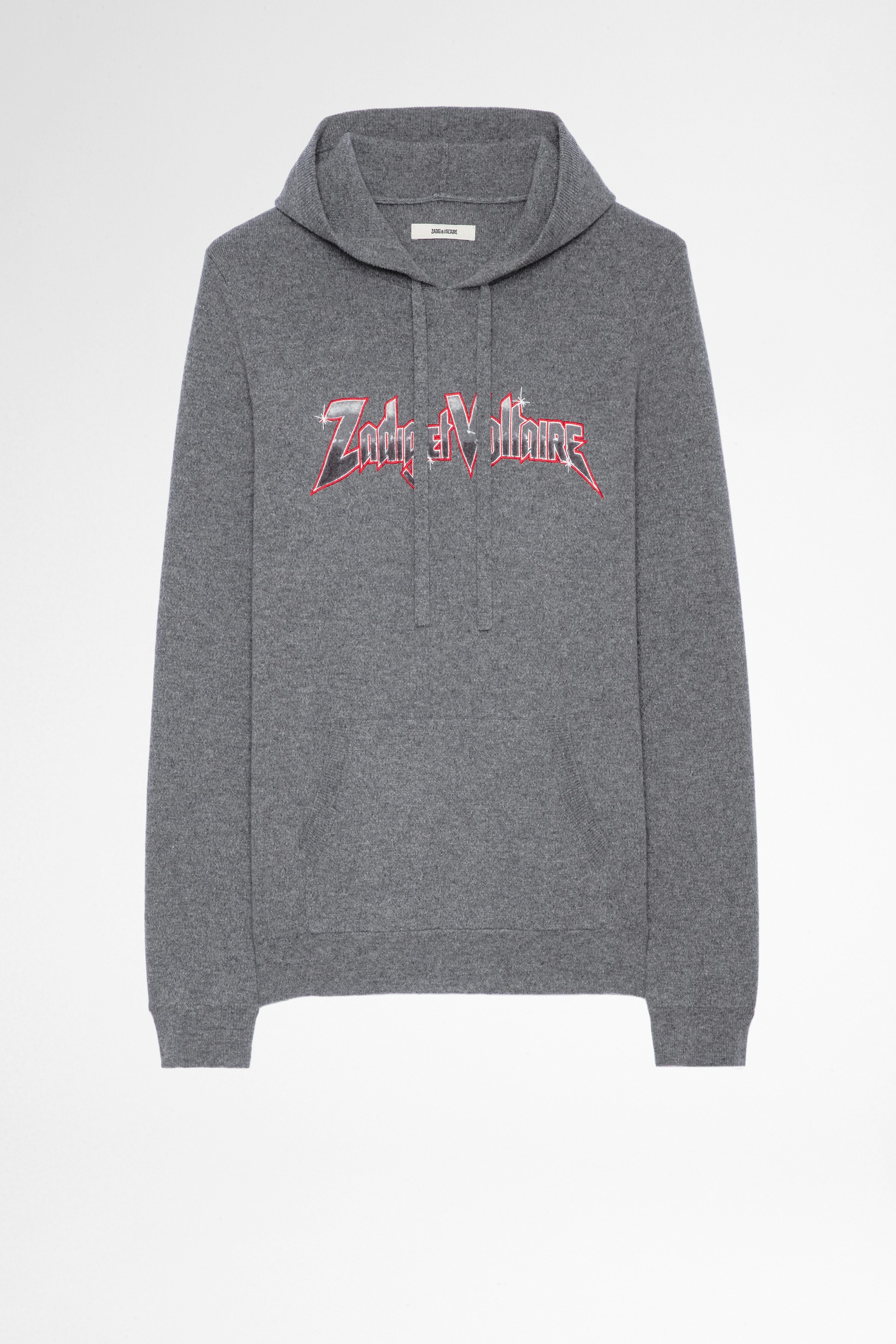 Pull Clay Pull en mérinos gris broderies concert Homme