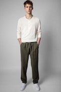 Veiss Jumper - Men's linen jumper with buttons in ecru