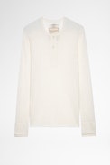 Veiss Jumper - Men's linen jumper with buttons in ecru