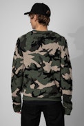 Pull Kennedy - Pull en laine à imprimé camouflage kaki orné d'un message Art is truth au dos homme