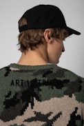 Pull Kennedy - Pull en laine à imprimé camouflage kaki orné d'un message Art is truth au dos homme