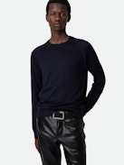 Maglione Thomaso - Felpa da uomo blu navy ornata da un ricamo ZV.