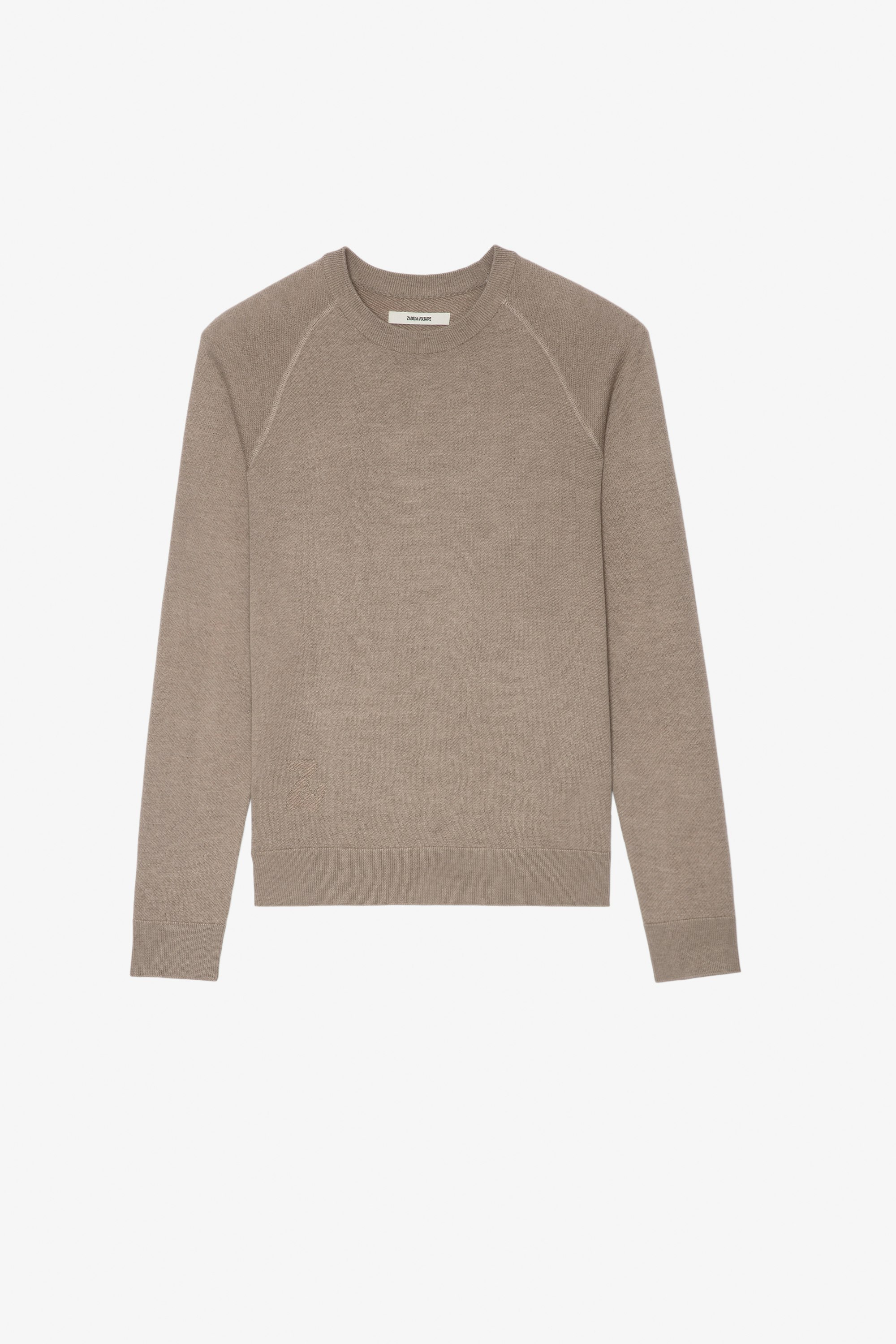 Pull Thomaso Pull en maille beige à col rond et manches longues Homme