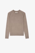 Pullover Thomaso - Beigefarbener Herren-Strickpullover mit Rundhalsausschnitt und langen Ärmeln