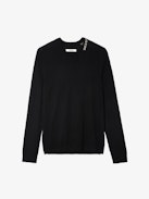 Pullover Kennedy 100% Merino-Wolle - Pullover aus schwarzer 100% Merinowolle mit Zadig&Voltaire-Stickerei am Kragen für Herren.