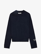Maglione Marko 100% Lana Merino - Maglione in 100% lana merino blu navy con ricamo "No Heart No Art".