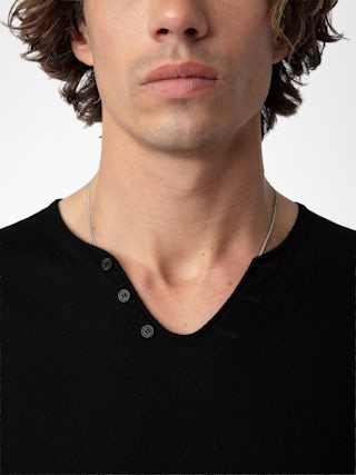 Maglione Monastir 100% Lana Merino - Maglione tunisino in 100% lana merino nera con maniche lunghe.