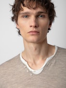 Jumper Monastir 100% Merino Wool - Grey 100% merino wool long-sleeved jumper with Henley neckline.