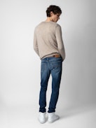Jumper Monastir 100% Merino Wool - Grey 100% merino wool long-sleeved jumper with Henley neckline.