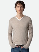 Jumper Monastir 100% Merino Wool - Grey 100% merino wool long-sleeved jumper with Henley neckline.