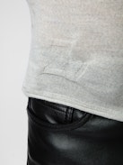 Monastir Jumper 100% Merino Wool - Light grey 100% merino wool jumper with Henley neckline featuring “Be Fucking Nice” embroidery.